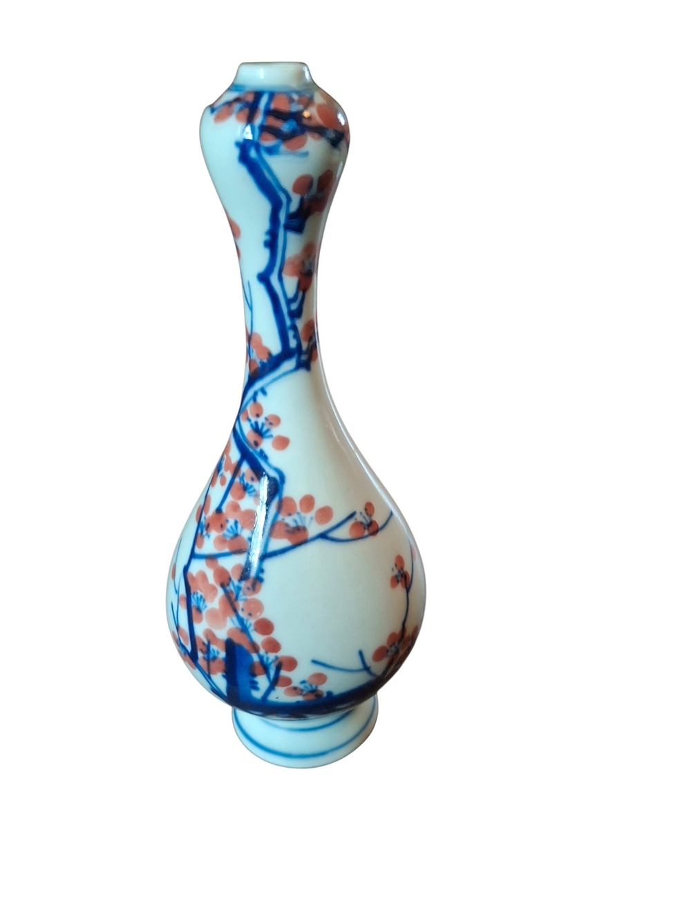 Chinese Blue and White Porcelain Qing Qianlong Red Glaze Ice Plum Vase 6 inch